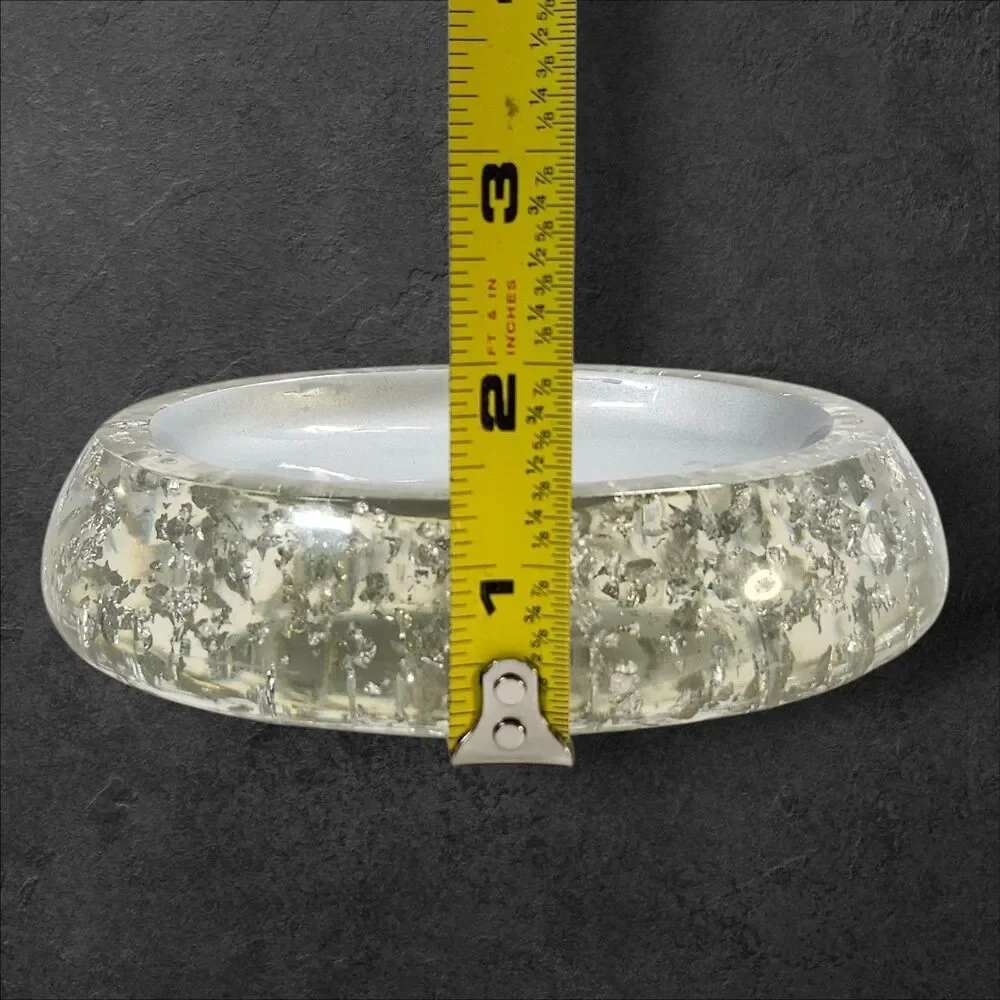 Nicole Miller Lucite Soap Dish Rare Silver Flake New York Vintage Glam Decor